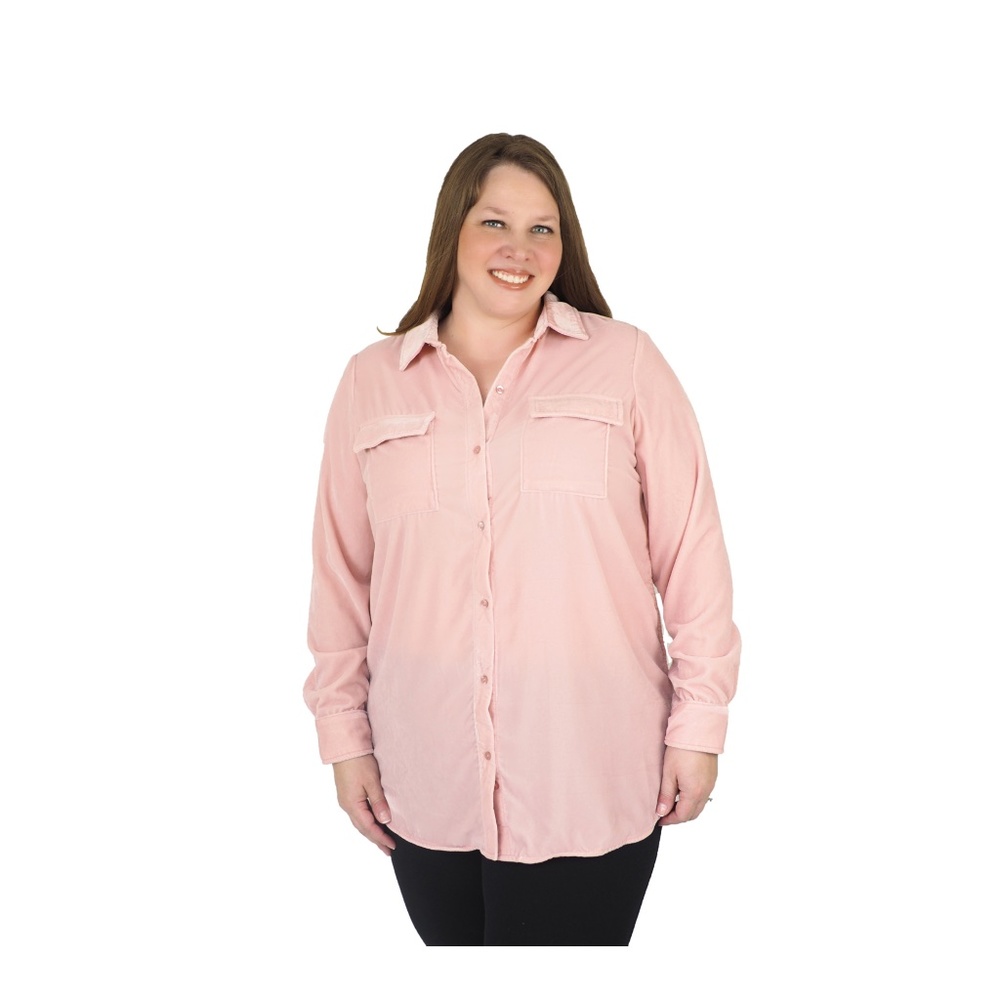 Roaman's Velveteen Pink Long Sleeve